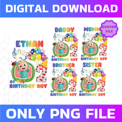 Cocomelon Personalized Name And Ages Birthday Png, Cocomelon Brithday Balloon Png,Cocomelon Family Birthday Png