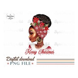 Black Girl Magic Merry Christmas Png, Black Cute Girl Christmas PNG, Digital Downloads, Black Melanin, Afro Christmas PN