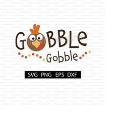 Gobble Gobble Digital Download | Thanksgiving SVG for Shirt | Turkey Face | Cut File for Cricut | Thanksgiving Heat Tran