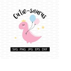 Cutie-saurus Digital Download | Dinosaur | SVG for Girl's Shirt | Cut File for Cricut Maker and Silhouette | Instant Dow