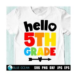 Hello 5th grade SVG, Fifth grade shirt, Back to school SVG, First day of school SVG