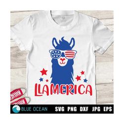 Llamerica SVG, 4th of July llama SVG, Patriotic llama SVG, fourth of July funny llama cut files
