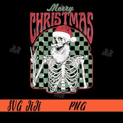 Merry Christmas PNG, Skeleton Santa Claus PNG, Vintage Xmas Skull Vibe PNG