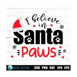 Dog Christmas SVG, I believe in Santa Paws SVG,  Santa Paws SVG, Funny Christmas svg