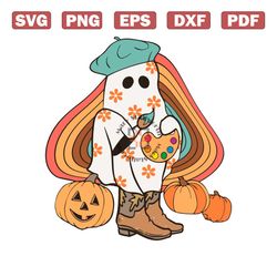 Vintage Art Teacher Halloween Ghost SVG Design File