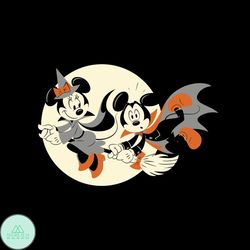 Disney Halloween Minnie Witch Flying With Mickey SVG File