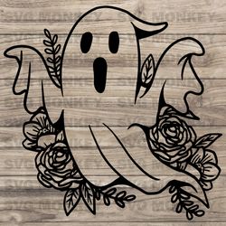 Floral Ghost SVG, Ghosts SVG, Cute Halloween Decals T-Shirt Decor Graphics, Cricut Silhouette Cameo Clip SVG EPS DXF PNG