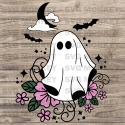 Layered Floral Ghost svg, Halloween Svg, Ghosts svg, Ghost Silhouette,Ghost Vector, Halloween Silhouette SVG EPS DXF PNG