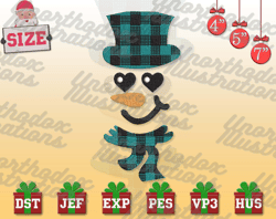 plaid top hat snowman embroidery, christmas embroidery designs, merry xmas embroidery designs, merry christmas embroidery designs