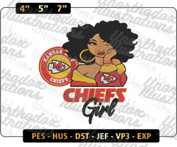 NFL Kansas City Chiefs Girl Embroidery Design, NFL Football Logo Embroidery Design, Famous Football Team Embroidery Design, Football Embroidery Design, Pes, Dst, Jef, Files