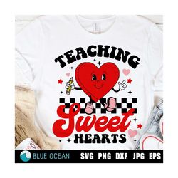 Teaching sweethearts PNG, Teaching sweethearts SVG, Valentine's Teacher SVG, Retro Valentine's Day Png