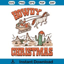 Retro Western Santa Claus Howdy Christmas SVG Digital File