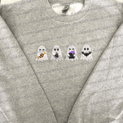 Cute Spooky Vibes Embroidery Machine Design, Funny Ghost Embroidery Machine Design, Spooky Halloween Vibes Embroidery File