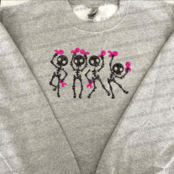 Skeleton Dance Embroidery Design, Support Cancer Embroidery Design, In October We Were Pink Embroidery Design, Pink Ribbon Embroidery Design