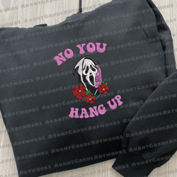 No You Hang Up Embroidery Design, Face Ghost Embroidery Machine File, Scary Halloween Embroidery Design For Shirt, 3 Sizes, Format Exp, Dst, Jef, Pes