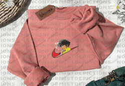 NIKE x Cowboy Bebop Embroidered Sweatshirt, Anime Embroidered Sweatshirt, Anime Embroidered Crewneck, Custom Anime Embroidered Hoodie, Anime Gift, Embroidered Gift