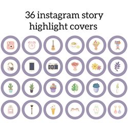 36 Purple Instagram Highlight Icons. Girlish Instagram Highlights Images. Lifestyle Instagram Highlights Covers