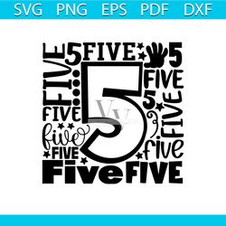 Number 5 svg, 5th Birthday svg, 5th Birthday Boy Shirt svg, 5th Birthday Shirt SVG, Fifth Birthday svg,Number 5 Word Art