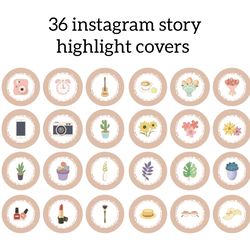 36 Beige Instagram Highlight Icons. Pastel Instagram Highlights Images. Lifestyle Instagram Highlights Covers