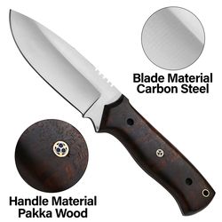 handmade skinner knife, carbon steel blade, leather sheath, camping knife, hunting knife, outdoor knife, best gift