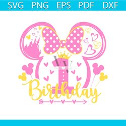 1st Birthday Girl Svg for cricut, Mouse birthday print for tshirt, Birthday princess for toddler, Mini baby Svg