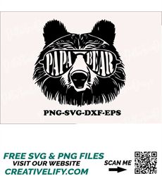 papa bear svg,papa bear face svg files, , bear svg, papa svg, files for cricut, silhouette, svg for shirts
