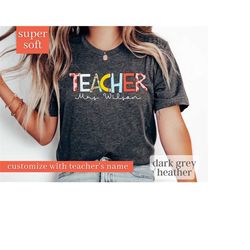 teacher shirt personalized, teacher gifts, teacher appreciation, spring teacher shirt with name, teacher t-shirt for bac
