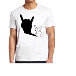 Rabbit Rock and Roll Hand Shadow Meme Style Unisex Gamer Movie Music Top Mens Womens Adult  Gift Funny Tee T Shirt 854