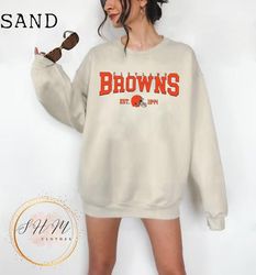 Cleveland Browns Sweatshirt, Cute Fall Football Team Crewneck, Men and Women's Sports Team Pullover, Dawg Pound