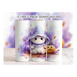 Cute Kawaii Ghost Halloween Tumbler Wrap, Spooky png, 20oz Sublimation Skinny Straight Tumbler Designs, Digital Download