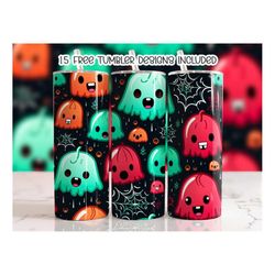 Cute Ghost Kids Halloween Tumbler Wrap, Spooky png, 20oz Sublimation Skinny Straight Tumbler Designs, Digital Download P
