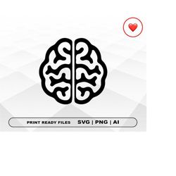 Brain  SVG and PNG Files Clipart, Brain Print Ai and SVG Digital Download Cricut Cut Files Brain Silhouette Cut Files