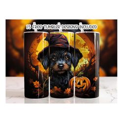 Halloween Dog Tumbler Wrap, 20 oz Skinny Tumbler Sublimation Design, Digital Download, Straight & Tumbler Wrap PNG, Spoo