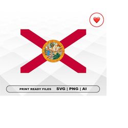 Florida Flag Svg and PNG Files Clipart, Florida Flag Print Ai and SVG Digital Download Cricut Cut Files USA Florida Silh