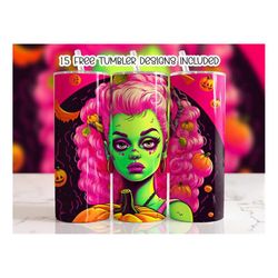 Halloween Pop art Tumbler Wrap, 20 oz Skinny Tumbler Sublimation Design, Digital Download, Straight & Tumbler Wrap PNG,