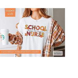 Personalized School Nurse Shirt, School Nurse Tshirt, Custom Name Teacher Shirt, Pumpkin Nurse Shirt, Custom School Nurs