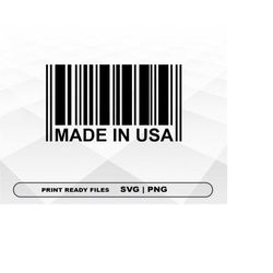 Made in Usa SVG and PNG Files Clipart, Barcode usa Print SVG, Digital Download Cricut Cut Files, Barcode Silhouette Cut