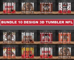 Bundle 10 Design 3D Tumbler NFL, Football Mon Bundle, 20oz Skinny Tumbler, Football Mama Tumbler PNG 11