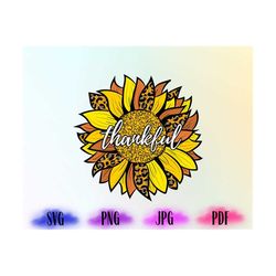 Thankful Svg, Sunflower and Thankful Png, Thanksgiving Svg, Retro Thanksgiving Svg, Boho Thanksgiving Svg, Cricut SVG,Cu