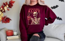 Coffee Skeleton Sweatshirt, Skull Halloween Sweatshirt, Fall Coffee Latte Skeleton Halloween Shirt, Womens Coffee Hallow