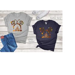 Minnie Fall Shirt, Mickey Ear Autumn Castle Shirt, Disney Fall Couple Shirt, Disney Fall Trip, Minnie Ear Pumpkin Tee, D