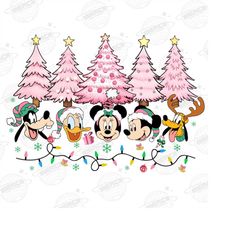 Mickey & friends Christmas Png, Pink Christmas Tree Png, Mickey's Very Merry Christmas Png, WDW Disneyland trip Png, Dig