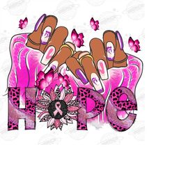 Hope Cancer Nails Png ,Hope Breast Cancer Awareness Png, Nail Artists Png,Afro Nail Tech Png,Black Woman Nails Png,Breas