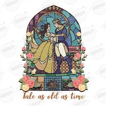 Vintage Tale as Old as Time PNG, Retro Beauty and the Beast Png, Disneyland Princess Png, Belle Beauty Princess Png, Gif