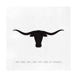 Texas Longhorn Head Svg, Longhorn Head svg, png, jpg, eps, dxf, studio.3 Cut files for Cricut and Silhouette, Clipart, I