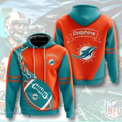 miami dolphins flame ball 3d hoodie
