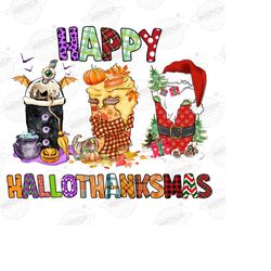 Happy Hallothanksmas Coffee PNG, Coffee Clipart, Fall PNG, Halloween png, Christmas PNG, Western Png, Instant Download,