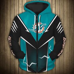 Miami Dolphins Flame Zipper Hoodie