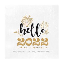 Hello 2022 Svg, New Year's svg, New year's Eve, svg cut file, Plaid Pattern, Cheers, design, shirt, silhouette, cricut.