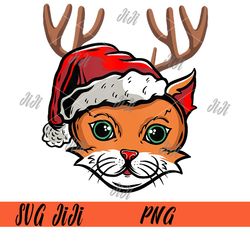 Cat Reindeer Santa Christmas PNG, Cat X-Mas Ugly PNG